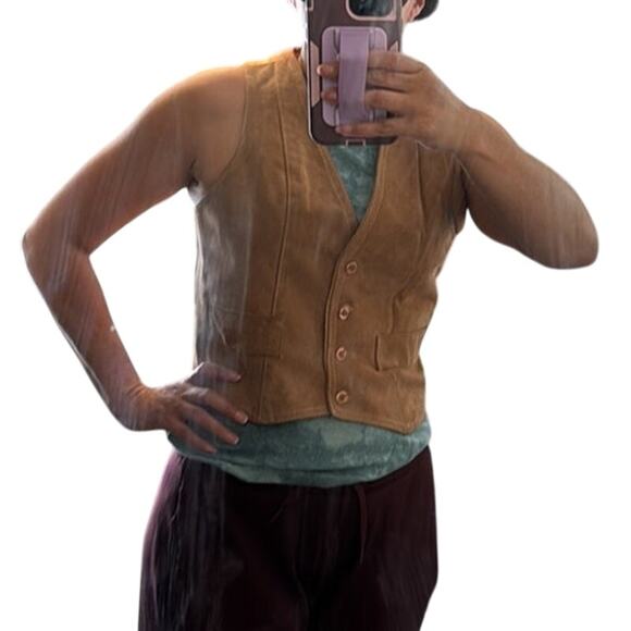 Vintage WINLIT  Suede tan Vest size S western biker festival concert bohemian - Picture 9 of 9